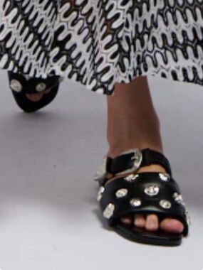 Azalea Wang Black Studded Slide Sandals